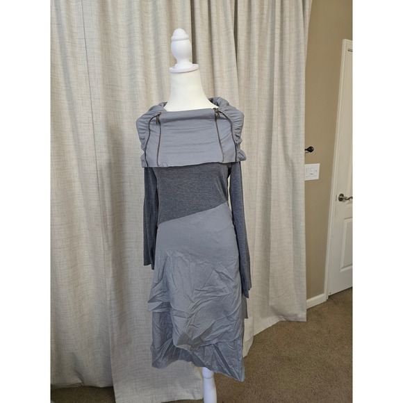 La El Couture Asymmetrical Layered Dress Grey Size Small Lagenlook, Avant-Garde - Picture 2 of 8